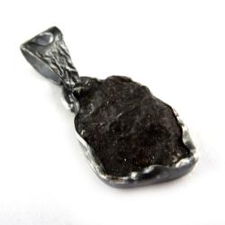 meteoryt wisior,srebrny,czerń,unisex,surowy,męski - Wisiory - Biżuteria