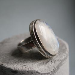 pierścionek srebro kamień księżycowy - Pierścionki - Biżuteria