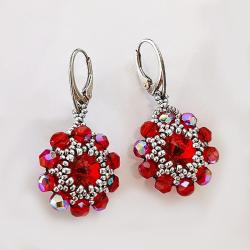kolczyki Rubinowe kwiaty Srebro - Kolczyki - Biżuteria