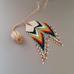 kolczyki,długie,indiańskie,kolorowe,z frędzlami - Kolczyki - Biżuteria