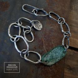 srebro,surowa,łańcuch,szkło afgańskie - Bransoletki - Biżuteria