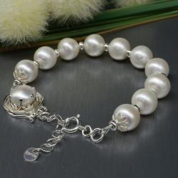 bransoletka,perły,ślub,regulowana,z perłą - Bransoletki - Biżuteria