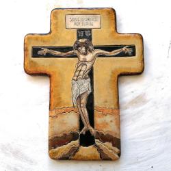 Beata Kmieć,ikona ceramiczna,krzyż,Jezus - Ceramika i szkło - Wyposażenie wnętrz