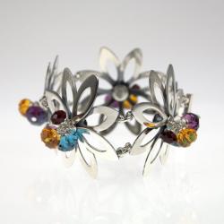 srebrna bransoleta kwiaty - Bransoletki - Biżuteria