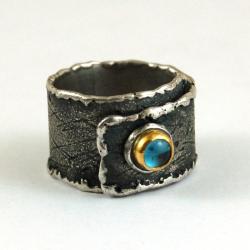pierścionek ze srebra,złota i topzu - Pierścionki - Biżuteria