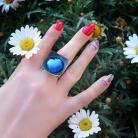 Pierścionki biżuteria tytanowa,niebieski pierścionek