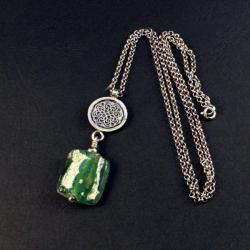 srebrny naszyjnik ze szkłem afgańskim - Wisiory - Biżuteria