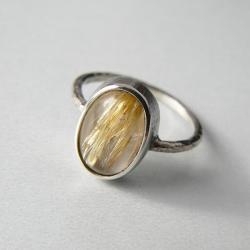 kwarc z rutylem,srebrny pierścionek, - Pierścionki - Biżuteria