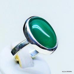 pierścionek,srebro,biżuteria,zielony kamień,onyks - Pierścionki - Biżuteria