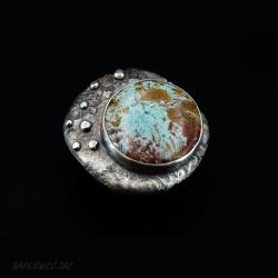 Ziemia srebrny pierścień z jaspisem - Pierścionki - Biżuteria