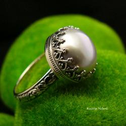 nehesi,pierścionek,srebrny,pierscionek,perłą - Pierścionki - Biżuteria