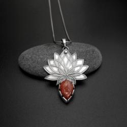 kwiat lotosu,biżuteria srebrna,fiann,talizman - Wisiory - Biżuteria