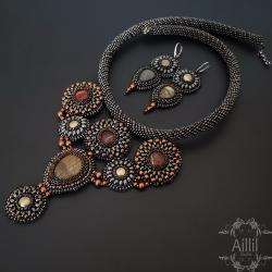 ekskluzywny,wyjątkowy,elegancki,haft koralikowy - Komplety - Biżuteria