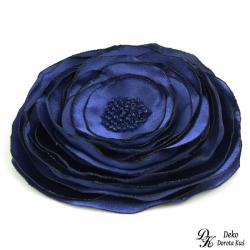 broszka,niebieska,granatowa,kwiat,kwiatowa - Broszki - Biżuteria