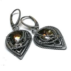kolczyki wire-wrapping srebro z kryształami Sahara - Kolczyki - Biżuteria