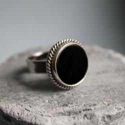 pierścionek srebro onyks - Pierścionki - Biżuteria